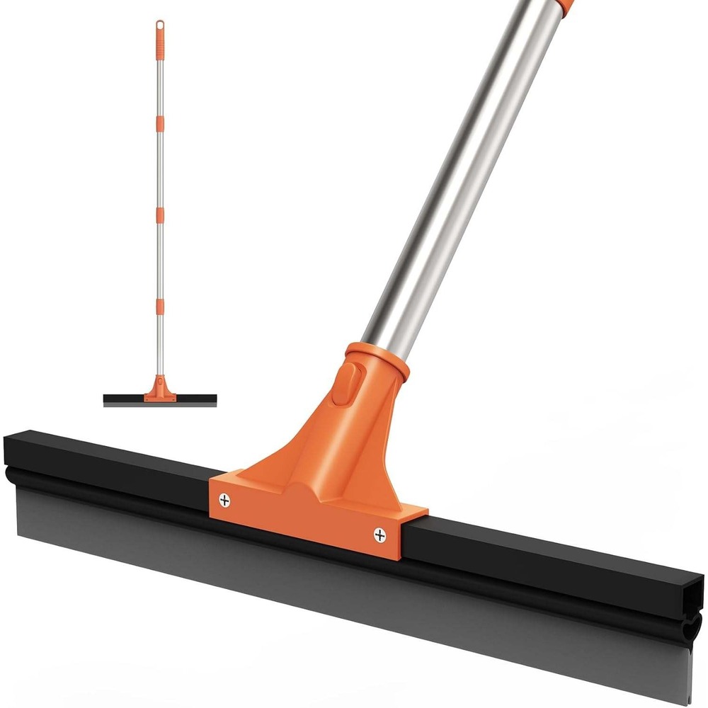 Adjustable 62" Floor Squeegee Broom 18" Rubber Head Stainless Steel Handle